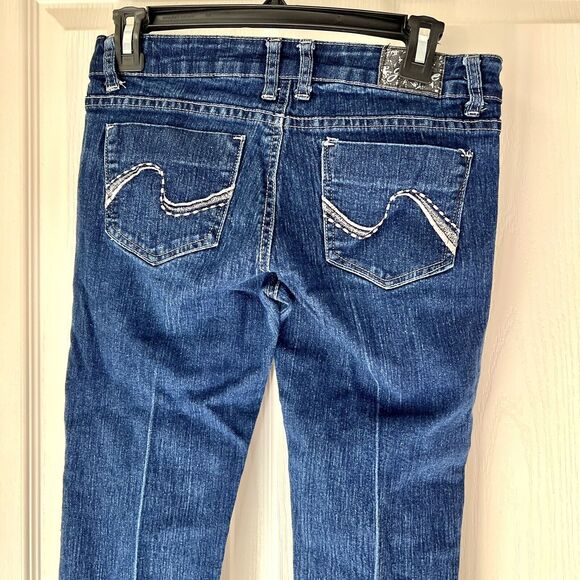 Grane Jeans Junior Sz 5 Skinny Low Rise Blue Denim Stretch Zip Fly Medium Wash - Picture 6 of 12